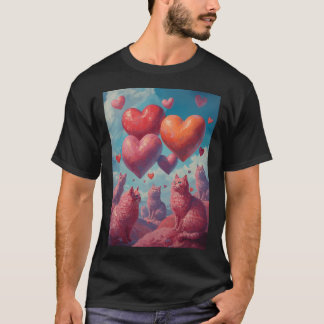 Roze katten en harten t-shirt