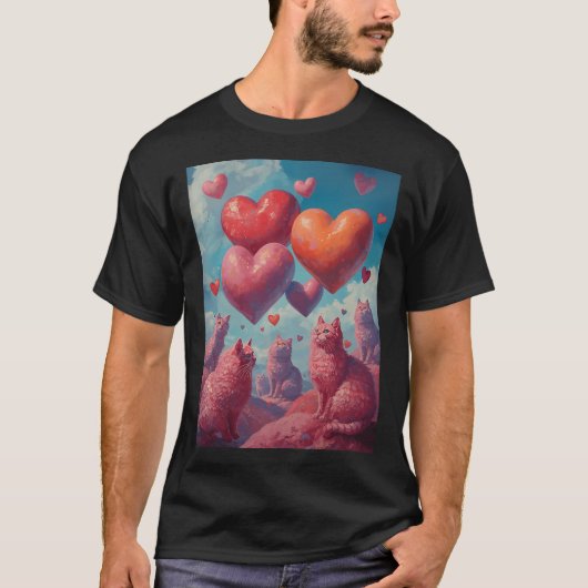 Roze katten en harten t-shirt (Voorkant)