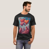 Roze katten en harten t-shirt (Voorkant volledig)