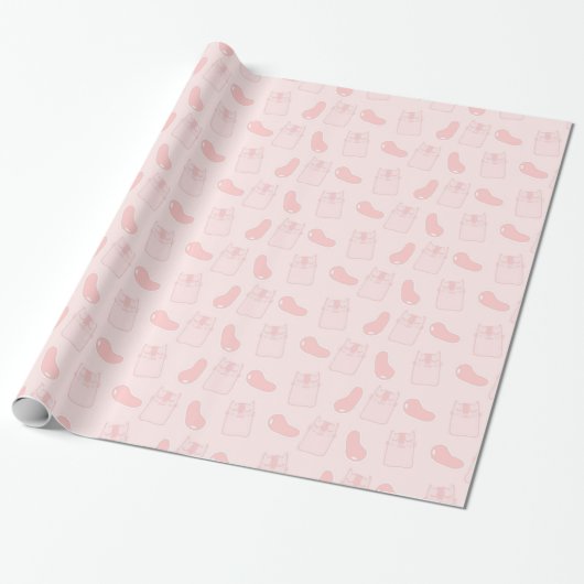 Roze katten en jellybeans Patroon Cadeaupapier (Uitgerold)