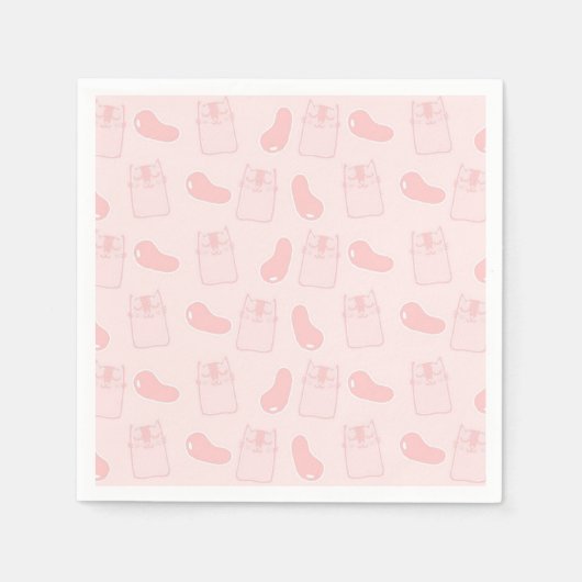 Roze katten en jellybeans Patroon Servet (Voorkant)
