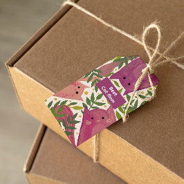 Roze katten en takken Beste kattemoeder Cadeaulabel