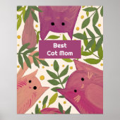 Roze katten en takken Beste kattemoeder Poster (Voorkant)