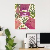 Roze katten en takken Beste kattevader Poster (Thuiskantoor)