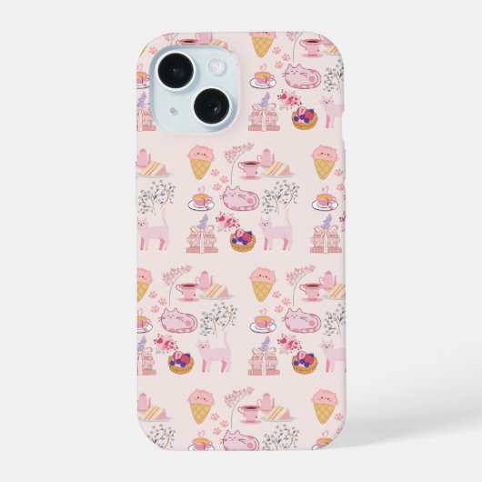 Roze katten Gezelligheid iPhone 15 Case (Achterkant)