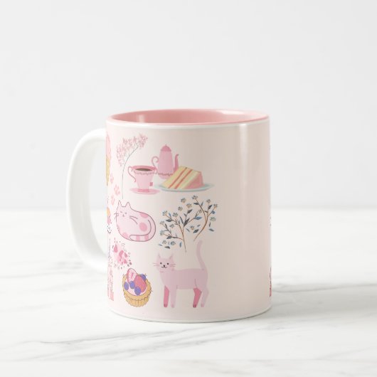 Roze katten Gezelligheid Tweekleurige Koffiemok (Voorkant links)