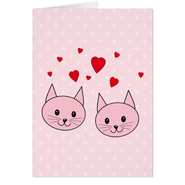 Roze katten met liefdesharten. (Voorkant)