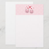 Roze katten met liefdesharten. briefpapier (Voorkant / Achterkant)