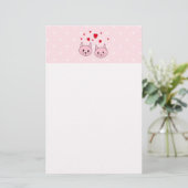 Roze katten met liefdesharten. briefpapier (Staand voorkant)