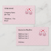 Roze katten met liefdesharten. visitekaartje (Voorkant / Achterkant)