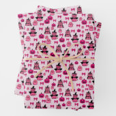 Roze Katten naadloos Patroon Halloween Inpakpapier Vel (In situ)