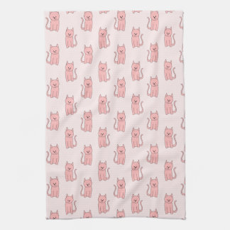 Roze katten. Patroon Theedoek