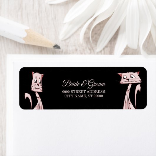 Roze katten Terug Adres Etiket (Insitu)