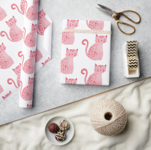 Roze katten Verjaardag Cadeaupapier
