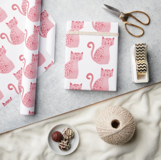 Roze katten Verjaardag Cadeaupapier (Crafts)
