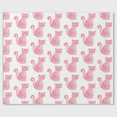Roze katten Verjaardag Cadeaupapier (Vlak)