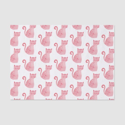 Roze katten Verjaardag Tissuepapier (Voorkant)