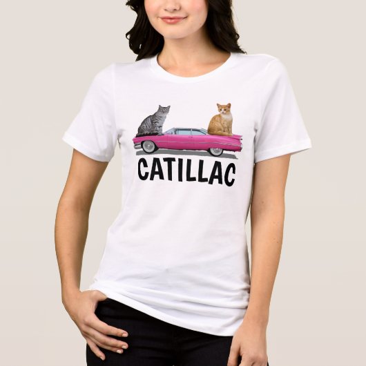 ROZE KATTENCADILLAC CLASSIC AUTO T-SHIRTS (Voorkant)