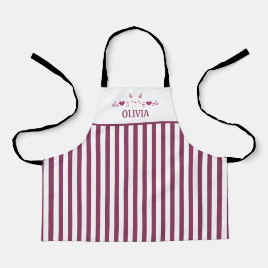 Roze Kattengezicht, Hartjes, Gepersonaliseerd Schort (Voorkant)