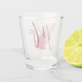 roze kattenmonogram shot glas (Achterkant)