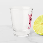roze kattenmonogram shot glas (Links)
