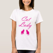 Roze kattenvrouw t-shirt (Voorkant)