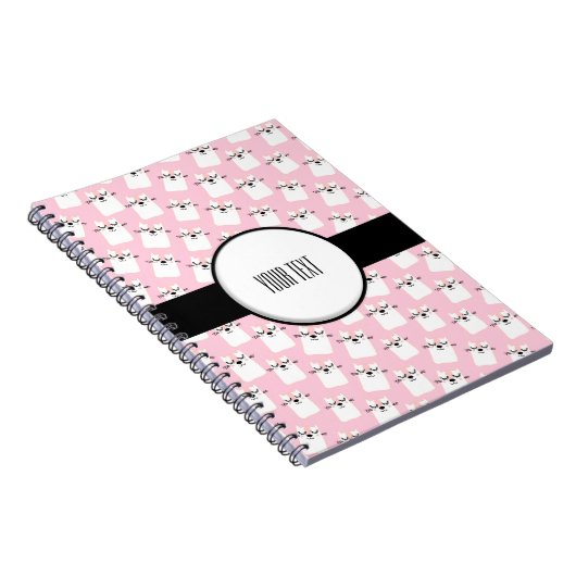 Roze kattepatroonlaptop notitieboek (Rechterzijde)