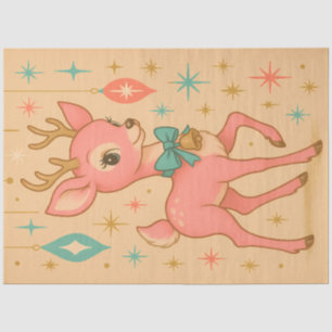 Roze Kauwgom Rendier   Retro Kerst Kitsch Tissuepapier