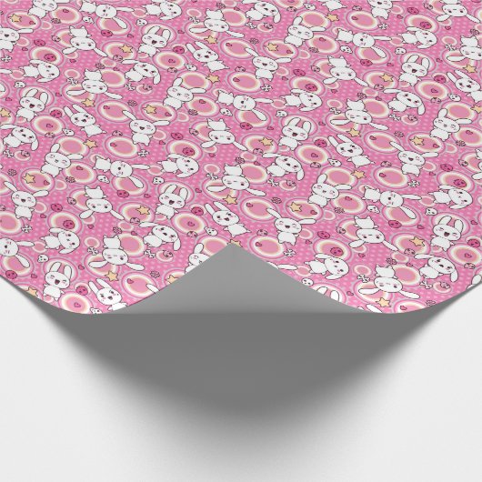 roze kawaï - patroon cadeaupapier (Hoek)