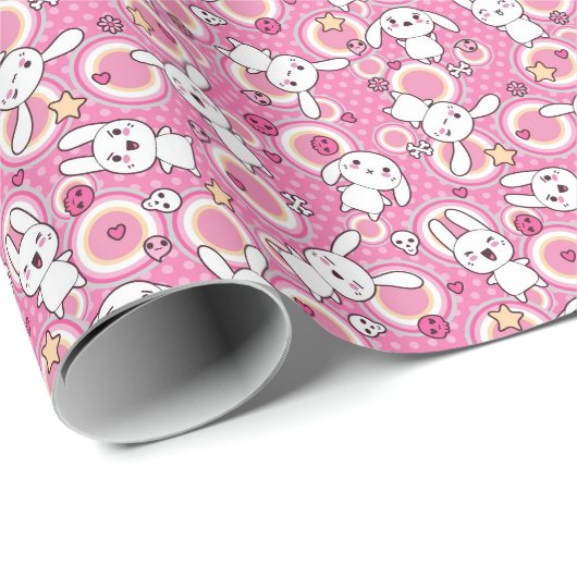 roze kawaï - patroon cadeaupapier (Rol Hoek)