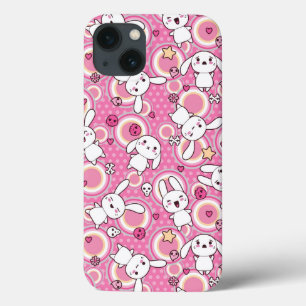 roze kawaï - patroon iPhone 13 hoesje