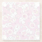 roze kawaï - patroon glazen onderzetter (Achterkant)