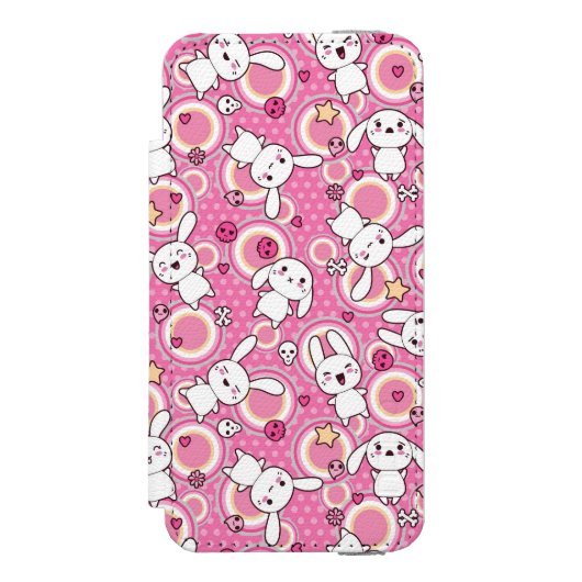 roze kawaï - patroon incipio iPhone portemonnee hoesje (Voorkant Agenda)