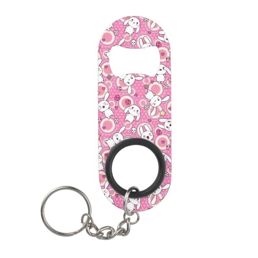 roze kawaï - patroon mini flessenopener (Voorkant)
