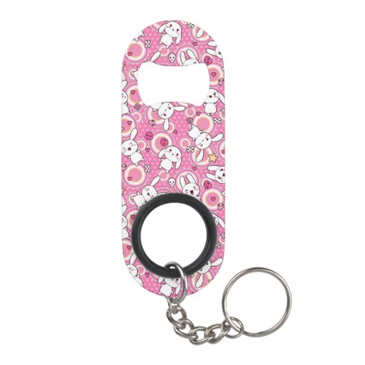 roze kawaï - patroon mini flessenopener (Achterkant)