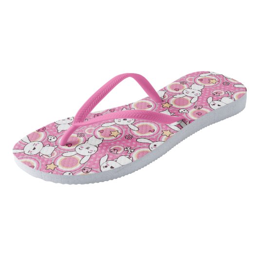 roze kawaï - patroon teenslippers (Schuin)