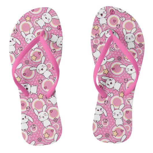 roze kawaï - patroon teenslippers (Voetbed)