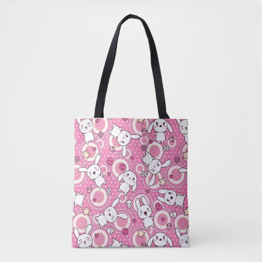 roze kawaï - patroon tote bag (Voorkant)