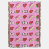 ROZE KAWAII AARDBEI EN KAASTAART DEKEN (Voorkant Verticaal)