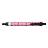 ROZE KAWAII AARDBEI EN KAASTAART ZWARTE INKT PEN (Achterkant)
