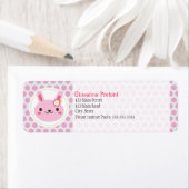 Roze Kawaii Bunny en Polka Dots Etiket (Insitu)
