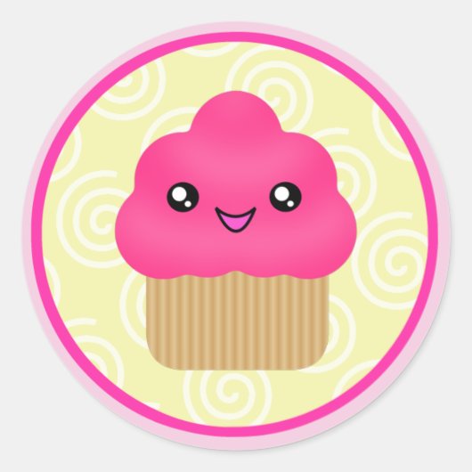 Roze Kawaii Cupcake Stickers (Voorkant)