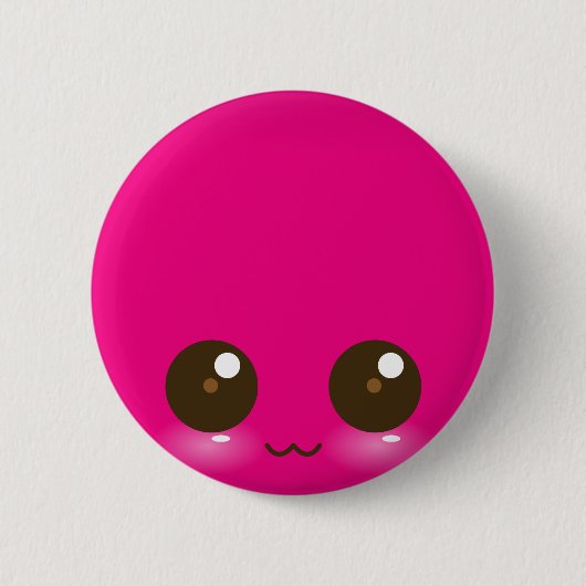Roze Kawaii Face Ronde Button 5,7 Cm (Voorkant)