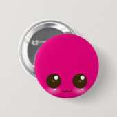 Roze Kawaii Face Ronde Button 5,7 Cm (Voorkant /achterkant)