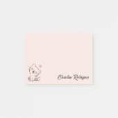 Roze Kawaii Kat Aangepaste Tekst Post-it® Notes (Voorkant)