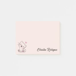 Roze Kawaii Kat Aangepaste Tekst Post-it® Notes