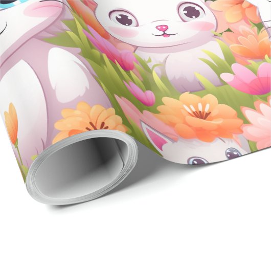 Roze Kawaii Kat Cadeaupapier (Rol Hoek)