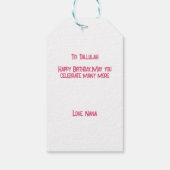 Roze Kawaii Katten Pool Party Favoriet Cadeaulabel (Achterkant)