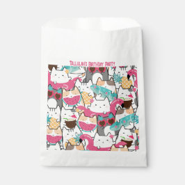 Roze Kawaii Katten Pool Party Favoriet Tas Bedankzakje