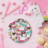 Roze Kawaii Katten Pool Party Verjaardag Papieren Bordje (Feest)